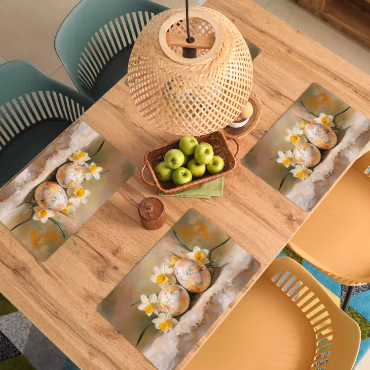 Placemat - 6 stuks - Bloemen - Eieren - Geschilderd — 6