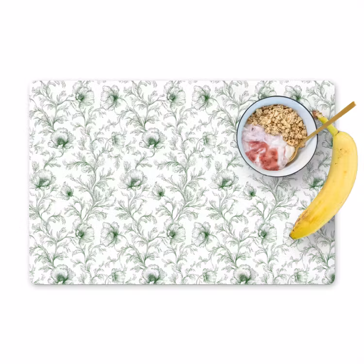 Placemat - 6 stuks - Bloemen - Getekend - Groen — 1