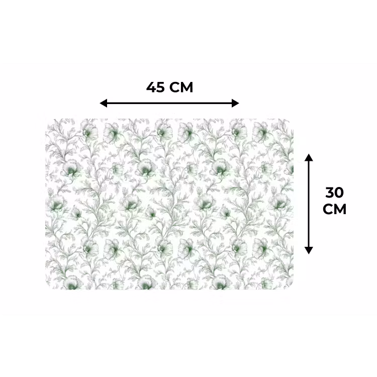 Placemat - 6 stuks - Bloemen - Getekend - Groen — 3