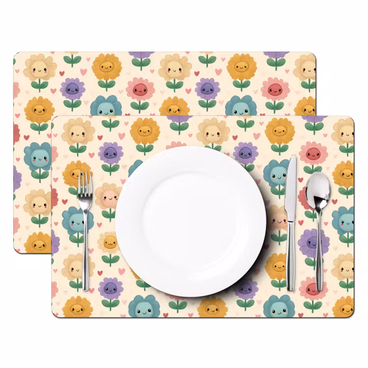 Placemat - 6 stuks - Bloemen - Hartjes - Kleurrijk — 2