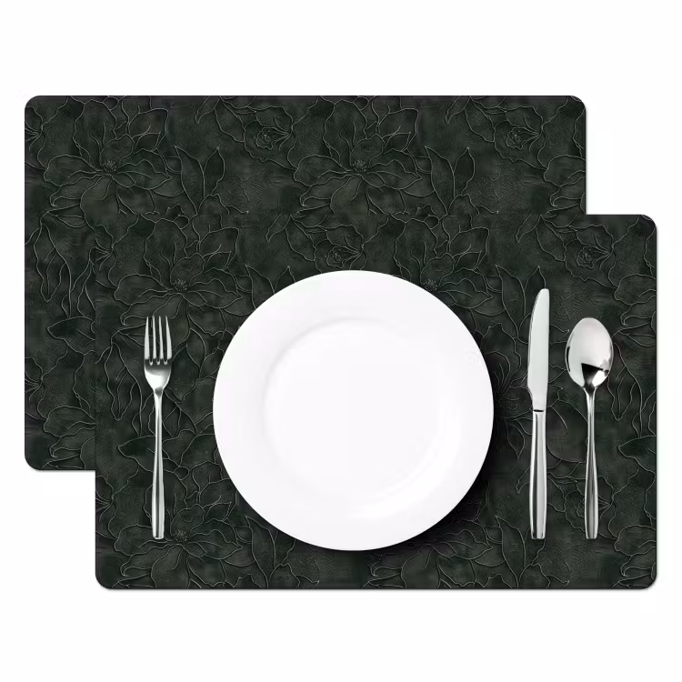 Placemat - 6 stuks - Bloemen - Lijnen - Groen — 2