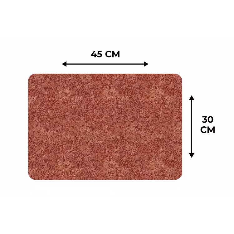 Placemat - 6 stuks - Bloemen - Motief - Rood — 3