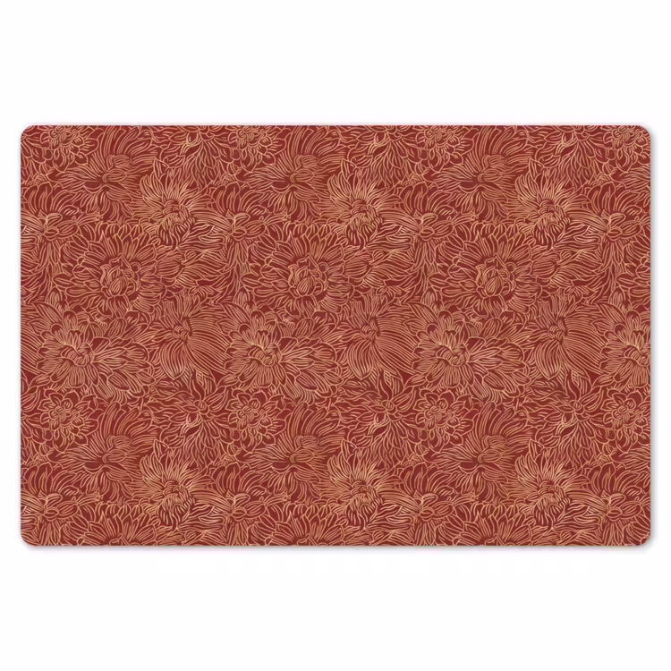 Placemat - 6 stuks - Bloemen - Motief - Rood — 7