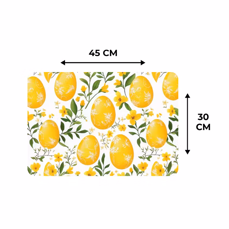 Placemat - 6 stuks - Bloemen - Paaseieren - Geel — 3