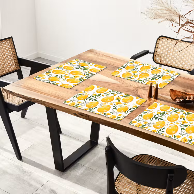 Placemat - 6 stuks - Bloemen - Paaseieren - Geel — 5