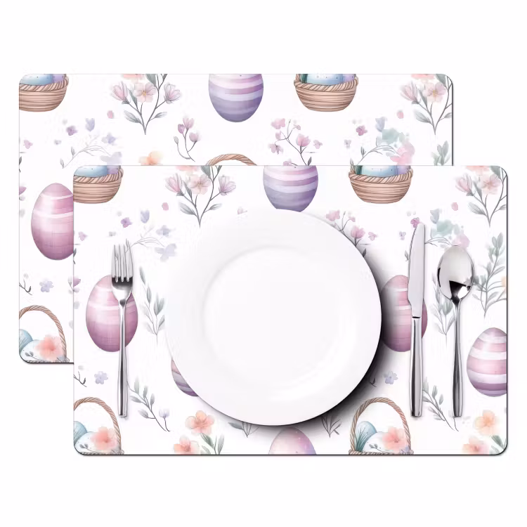 Placemat - 6 stuks - Bloemen - Paaseieren - Patroon — 2
