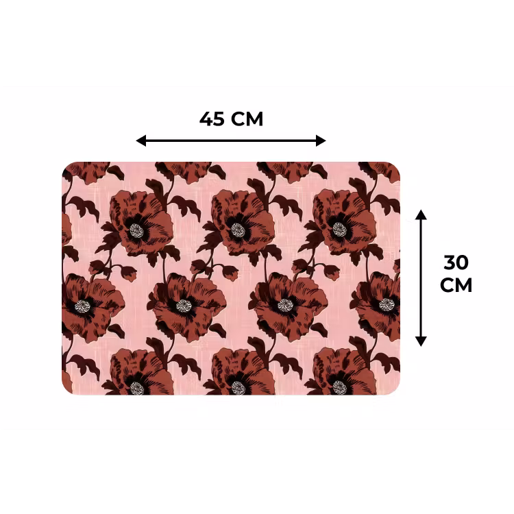Placemat - 6 stuks - Bloemen - Retro - Rood — 3