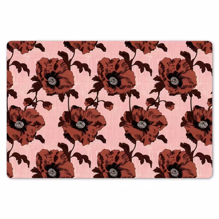 Placemat - 6 stuks - Bloemen - Retro - Rood — 7