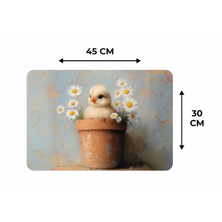 Placemat - 6 stuks - Bloempot - Kuiken - Bloemetjes — 3