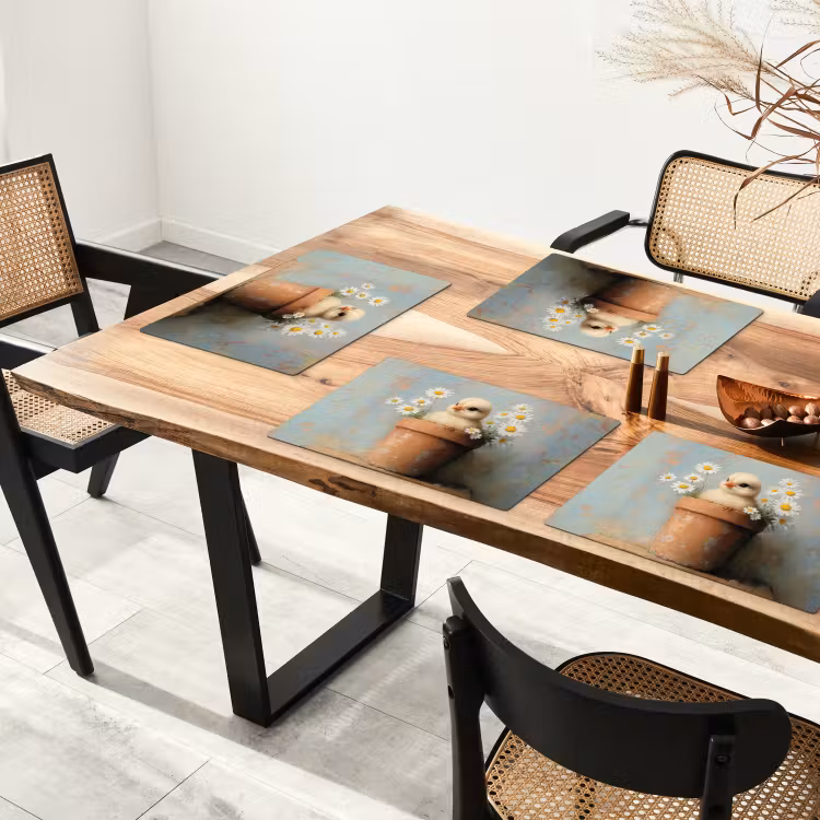 Placemat - 6 stuks - Bloempot - Kuiken - Bloemetjes — 5