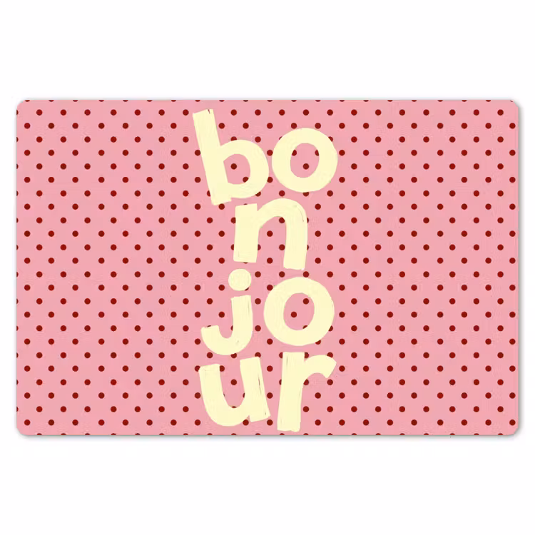 Placemat - 6 stuks - Bonjour - Stippen - Roze- Geel — 7