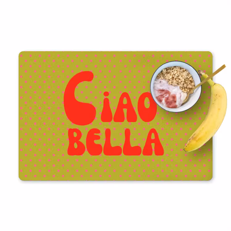 Placemat - 6 stuks - Ciao bella - Rood - Groen - Stippen — 1