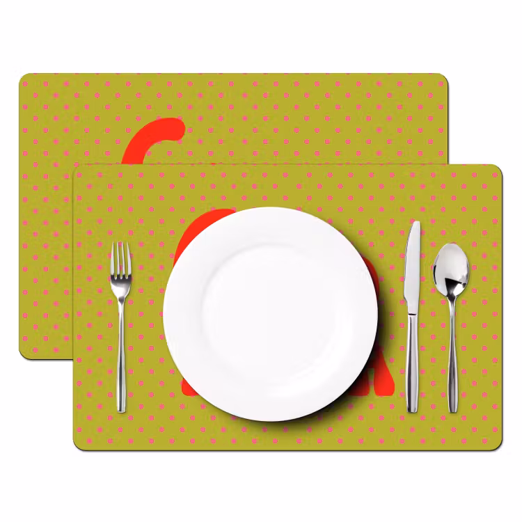 Placemat - 6 stuks - Ciao bella - Rood - Groen - Stippen — 2