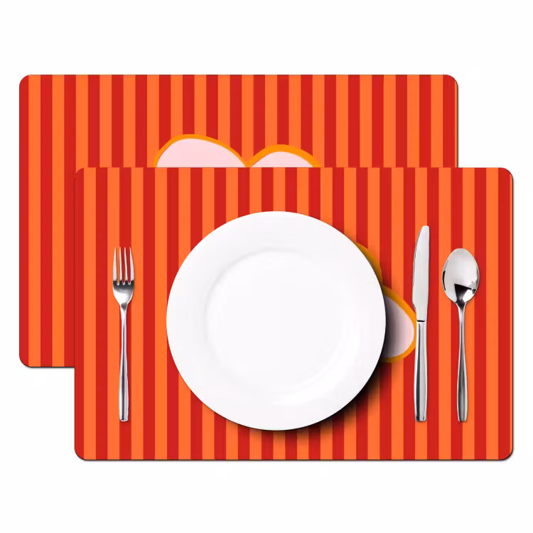 Placemat - 6 stuks - Ciao bella - Tekstwolk - Strepen - Oranje — 2