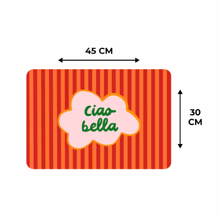 Placemat - 6 stuks - Ciao bella - Tekstwolk - Strepen - Oranje — 3