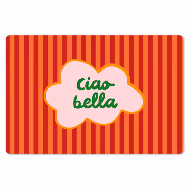 Placemat - 6 stuks - Ciao bella - Tekstwolk - Strepen - Oranje — 7