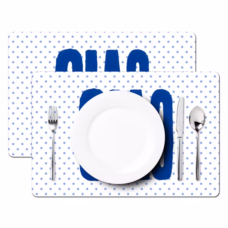 Placemat - 6 stuks - Ciao - Blauw - Stippen — 2