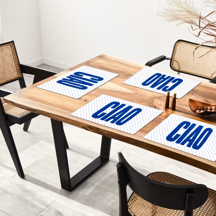 Placemat - 6 stuks - Ciao - Blauw - Stippen — 5