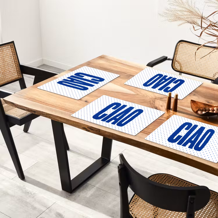 Placemat - 6 stuks - Ciao - Stippen - Roze - Wit — 5
