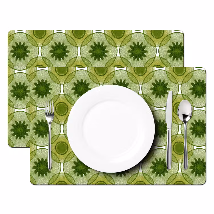 Placemat - 6 stuks - Cirkels - Patroon - Groen — 2