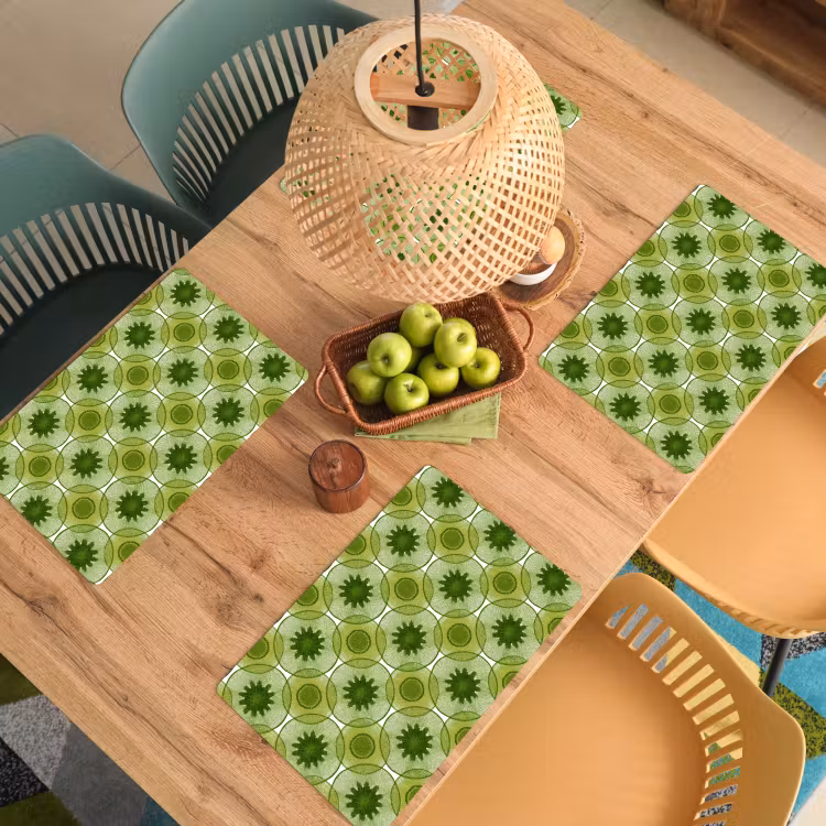 Placemat - 6 stuks - Cirkels - Patroon - Groen — 6