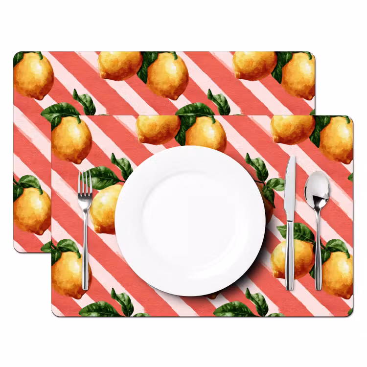 Placemat - 6 stuks - Citroen - Geïllustreerd - Oranje — 2