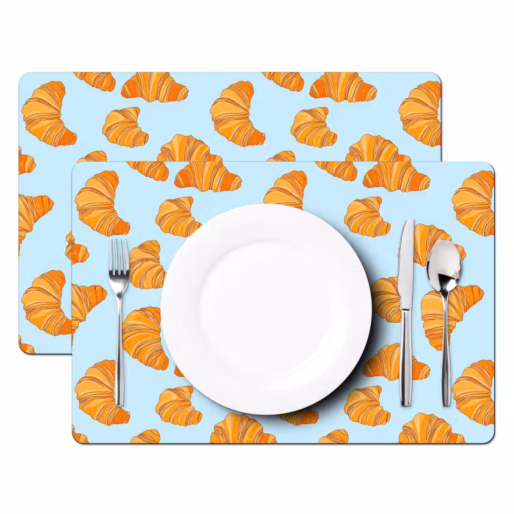 Placemat - 6 stuks - Croissant - Speels - Blauw — 2