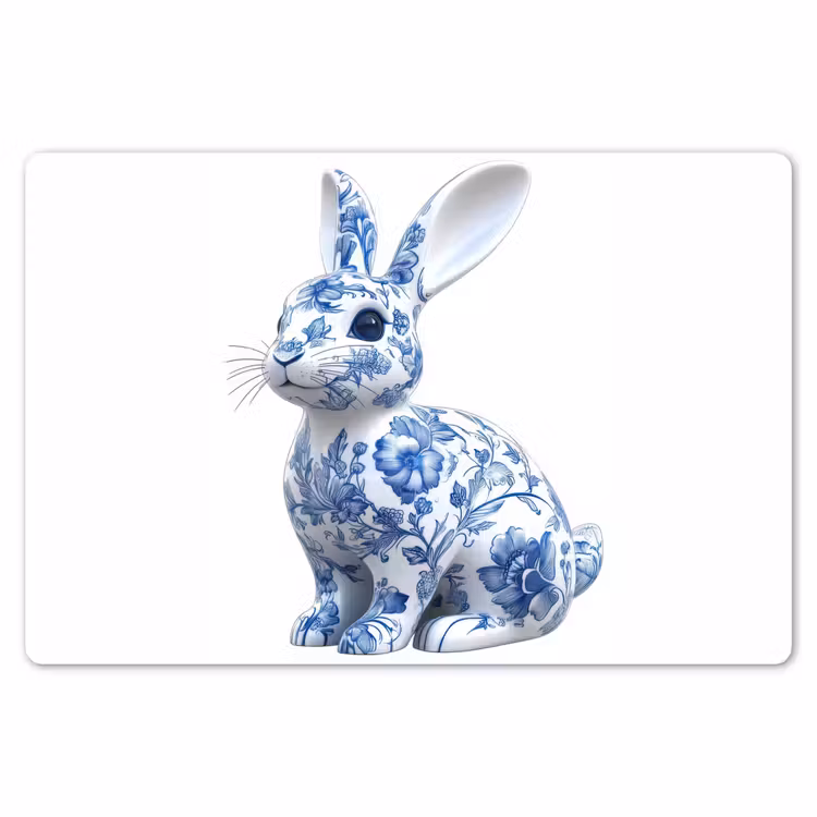 Placemat - 6 stuks - Delftsblauw - Haasje - Wit — 7