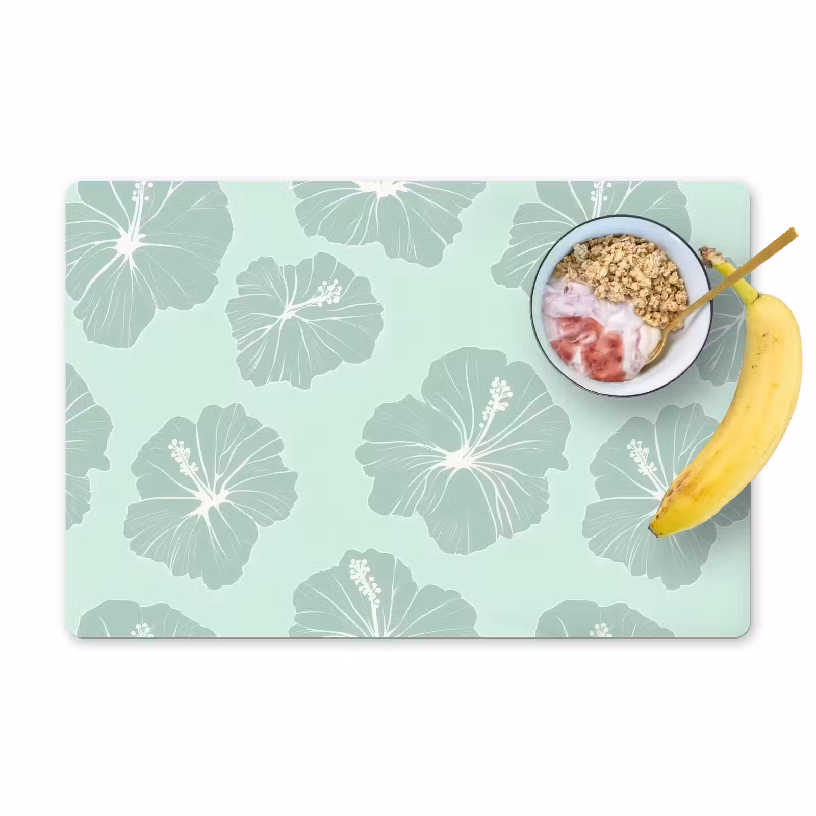 Placemat - 6 stuks - Bloemen - Hibiscus - Mint — 1
