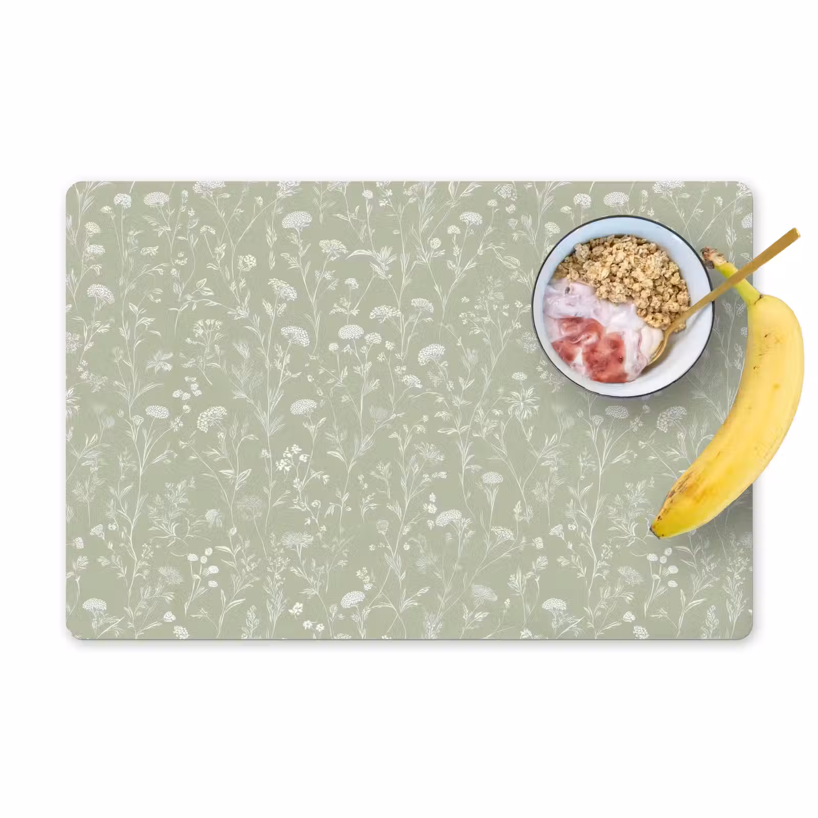 Placemat - 6 stuks - Bloemen - Patroon - Groen — 1