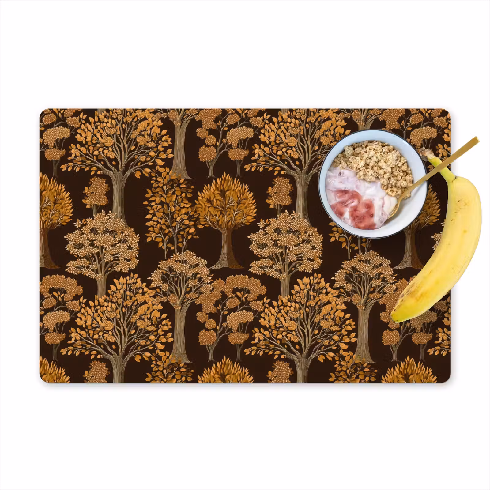 Placemat - 6 stuks - Bomen - Patroon - Bruin — 1