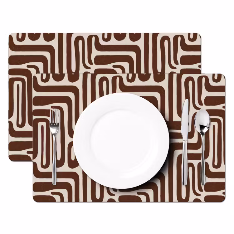 Placemat - 6 stuks - Abstract - Patroon - Bruin — 2