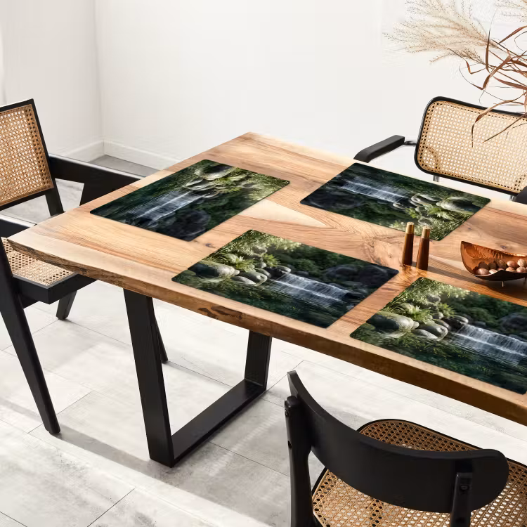 Placemat - 6 stuks - Beek - Waterval - Natuur - Groen — 5