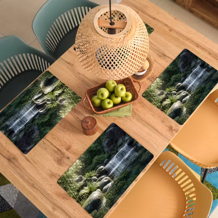 Placemat - 6 stuks - Beek - Waterval - Natuur - Groen — 6