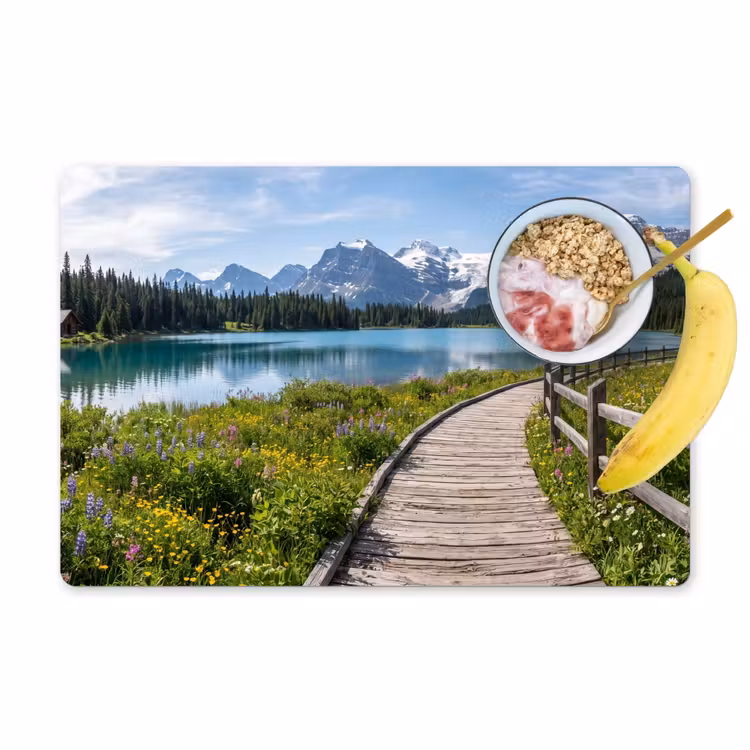 Placemat - 6 stuks - Bergen - Meer - Landschap - Blauw — 1