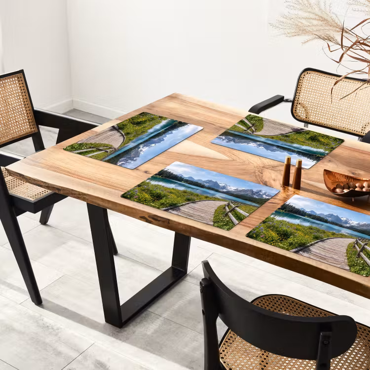 Placemat - 6 stuks - Bergen - Meer - Landschap - Blauw — 5