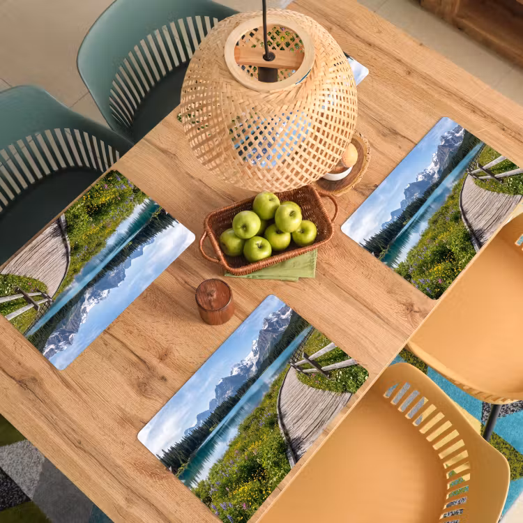 Placemat - 6 stuks - Bergen - Meer - Landschap - Blauw — 6