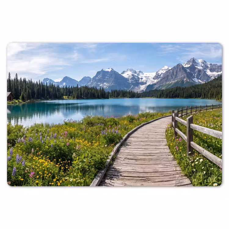 Placemat - 6 stuks - Bergen - Meer - Landschap - Blauw — 7