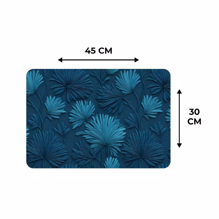 Placemat - 6 stuks - Bladeren - Reliëf - Patroon - Oceaanblauw - Modern — 3