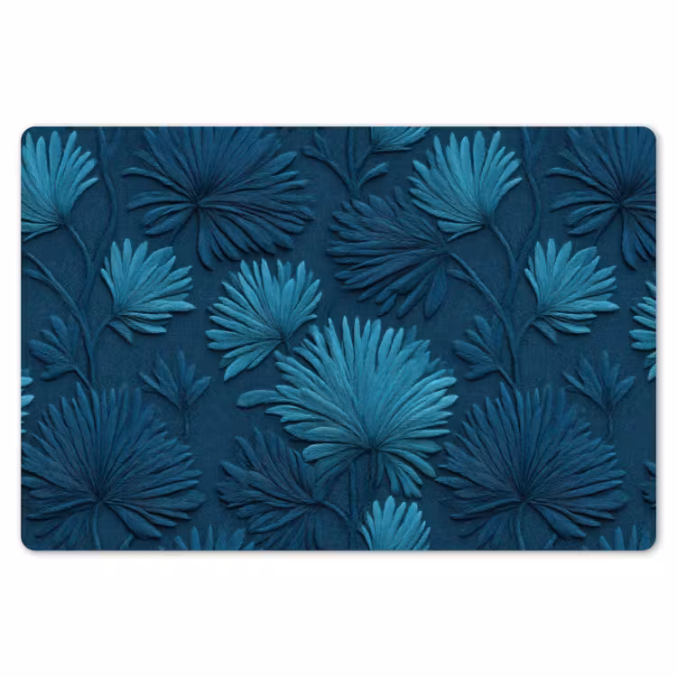 Placemat - 6 stuks - Bladeren - Reliëf - Patroon - Oceaanblauw - Modern — 7