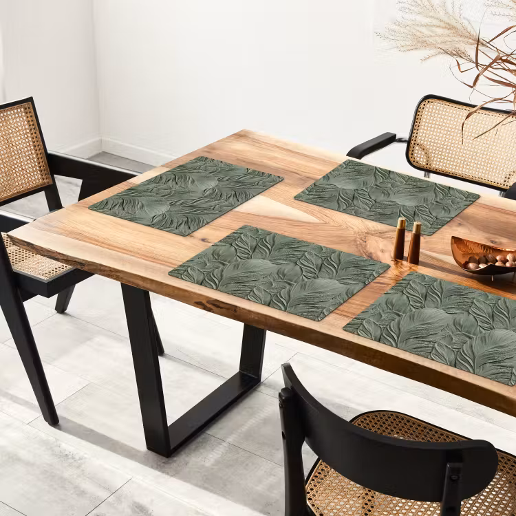 Placemat - 6 stuks - Bladeren - Textuur - Groen — 5