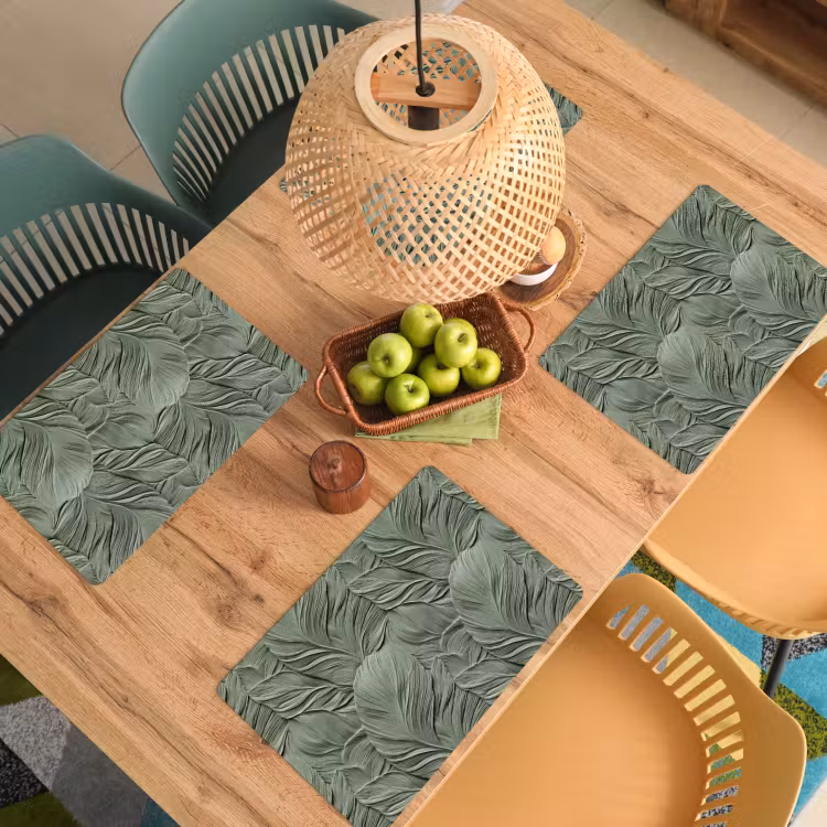 Placemat - 6 stuks - Bladeren - Textuur - Groen — 6