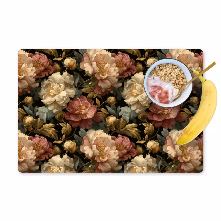 Placemat - 6 stuks - Bloemen - Barok - Patroon - Roze - Crème — 1