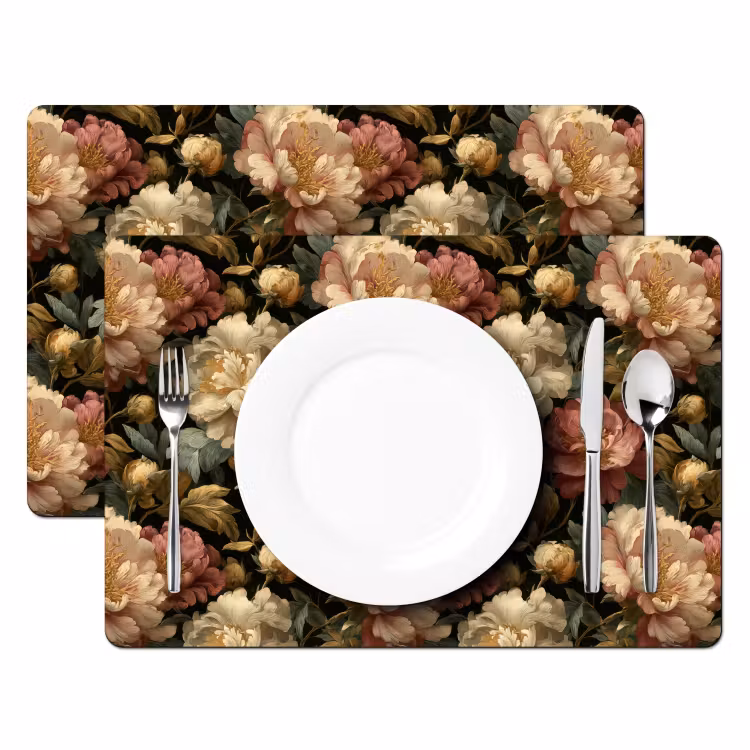 Placemat - 6 stuks - Bloemen - Barok - Patroon - Roze - Crème — 2