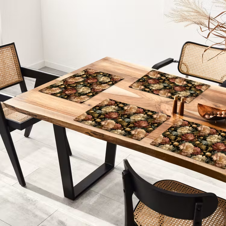 Placemat - 6 stuks - Bloemen - Barok - Patroon - Roze - Crème — 5