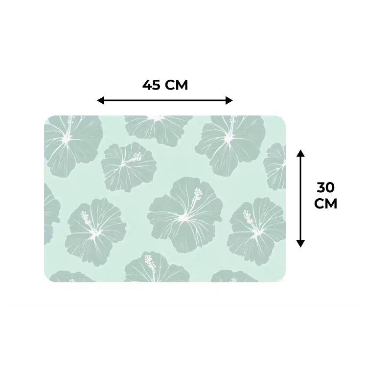 Placemat - 6 stuks - Bloemen - Hibiscus - Mint — 3