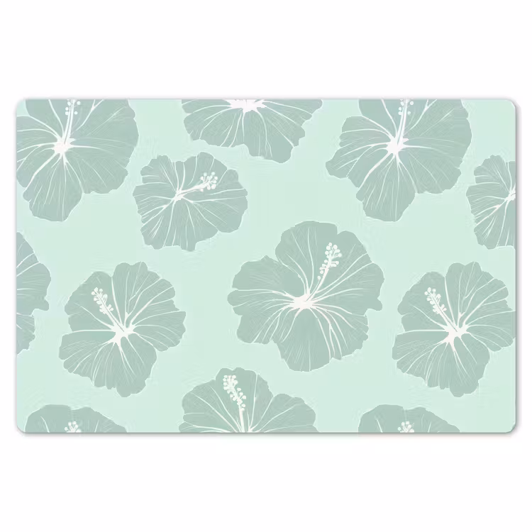 Placemat - 6 stuks - Bloemen - Hibiscus - Mint — 7