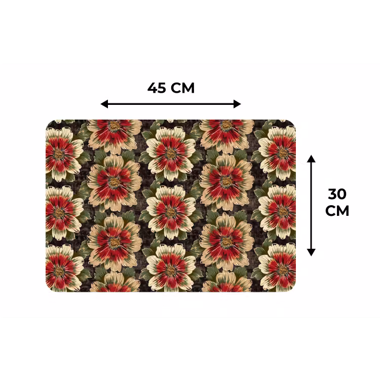Placemat - 6 stuks - Bloemen - Klassiek - Patroon - Rood — 3