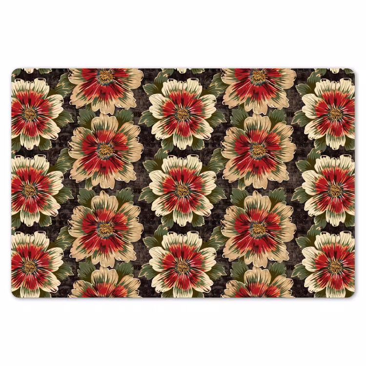 Placemat - 6 stuks - Bloemen - Klassiek - Patroon - Rood — 7