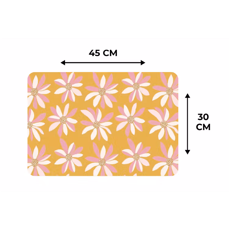 Placemat - 6 stuks - Bloemen - Modern - Geel — 3